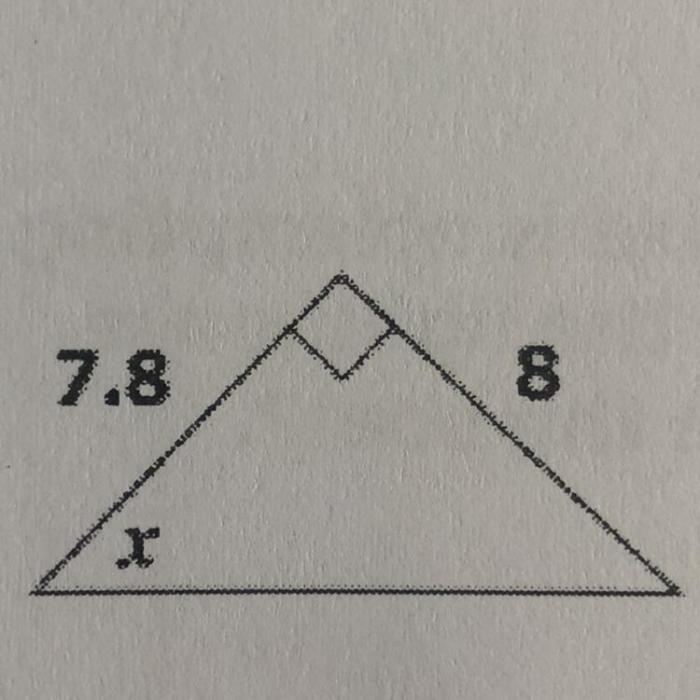 Which angle measure is closest to the value of x