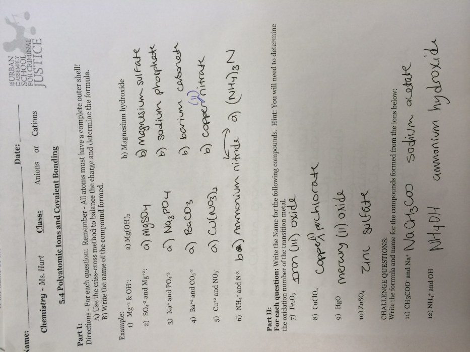 Naming and writing covalent molecules notes answer key